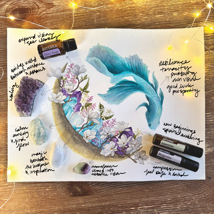 New Moon in Pisces | Original Watercolor Painting 11x14" Unframed