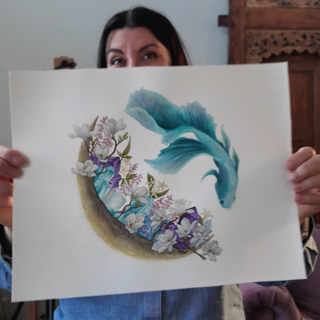 New Moon in Pisces | Original Watercolor Painting 11x14" Unframed